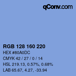 カラーコード: RGB 128 160 220 | qconv.com