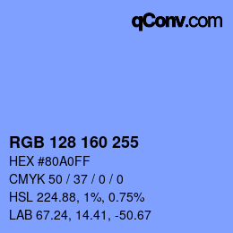 Color code: RGB 128 160 255 | qconv.com