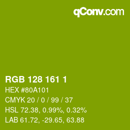 カラーコード: RGB 128 161 1 | qconv.com