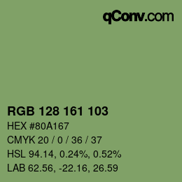 Color code: RGB 128 161 103 | qconv.com