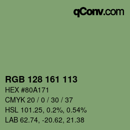 Color code: RGB 128 161 113 | qconv.com