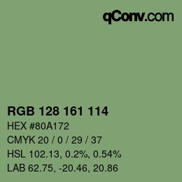 Color code: RGB 128 161 114 | qconv.com