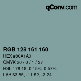 Color code: RGB 128 161 160 | qconv.com