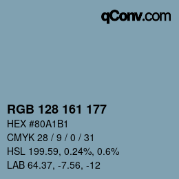 Color code: RGB 128 161 177 | qconv.com