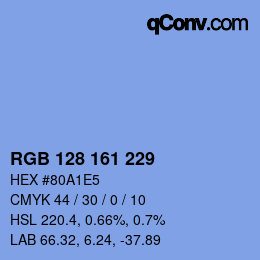 Color code: RGB 128 161 229 | qconv.com