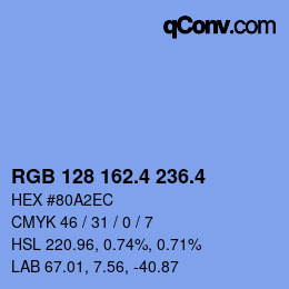 カラーコード: RGB 128 162.4 236.4 | qconv.com