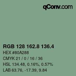 カラーコード: RGB 128 162.8 136.4 | qconv.com