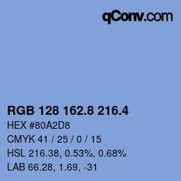 カラーコード: RGB 128 162.8 216.4 | qconv.com