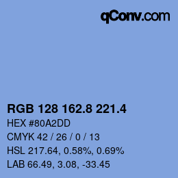 カラーコード: RGB 128 162.8 221.4 | qconv.com