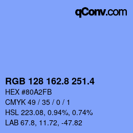 カラーコード: RGB 128 162.8 251.4 | qconv.com