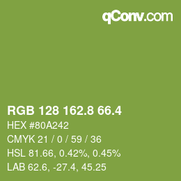 カラーコード: RGB 128 162.8 66.4 | qconv.com
