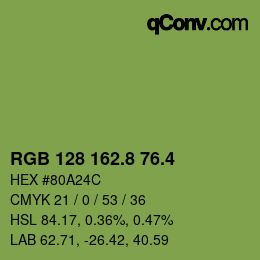 カラーコード: RGB 128 162.8 76.4 | qconv.com