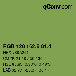 カラーコード: RGB 128 162.8 81.4 | qconv.com
