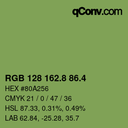 カラーコード: RGB 128 162.8 86.4 | qconv.com