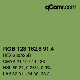 カラーコード: RGB 128 162.8 91.4 | qconv.com