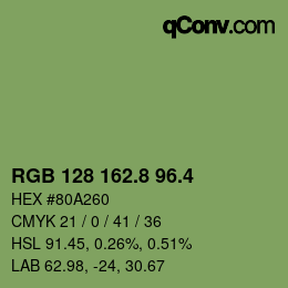 カラーコード: RGB 128 162.8 96.4 | qconv.com
