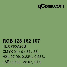 Color code: RGB 128 162 107 | qconv.com