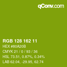 Color code: RGB 128 162 11 | qconv.com