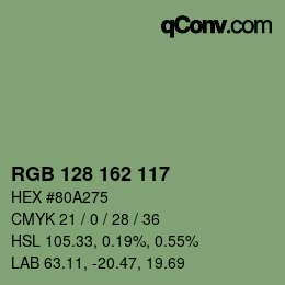 Color code: RGB 128 162 117 | qconv.com