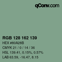 Color code: RGB 128 162 139 | qconv.com