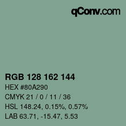 Color code: RGB 128 162 144 | qconv.com