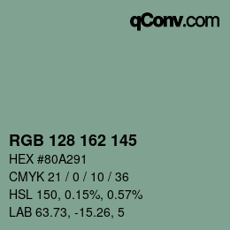 Color code: RGB 128 162 145 | qconv.com