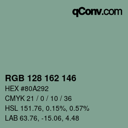 Color code: RGB 128 162 146 | qconv.com