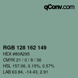 カラーコード: RGB 128 162 149 | qconv.com