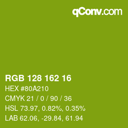 Color code: RGB 128 162 16 | qconv.com