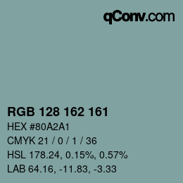 Color code: RGB 128 162 161 | qconv.com