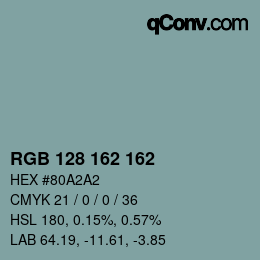 Farbcode: RGB 128 162 162 | qconv.com