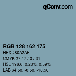 颜色代码: RGB 128 162 175 | qconv.com