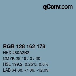 Color code: RGB 128 162 178 | qconv.com