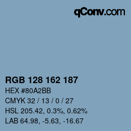 Color code: RGB 128 162 187 | qconv.com