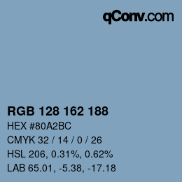 Color code: RGB 128 162 188 | qconv.com