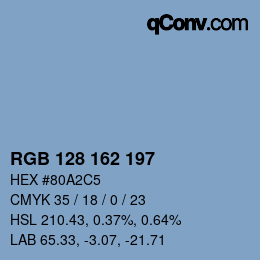 カラーコード: RGB 128 162 197 | qconv.com