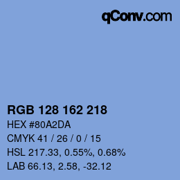 Color code: RGB 128 162 218 | qconv.com