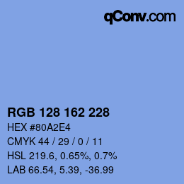 Color code: RGB 128 162 228 | qconv.com