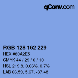 カラーコード: RGB 128 162 229 | qconv.com