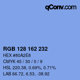 Color code: RGB 128 162 232 | qconv.com