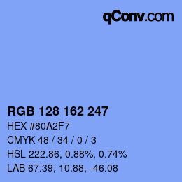 Color code: RGB 128 162 247 | qconv.com