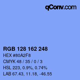 カラーコード: RGB 128 162 248 | qconv.com