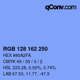 カラーコード: RGB 128 162 250 | qconv.com