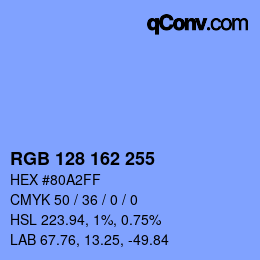 Color code: RGB 128 162 255 | qconv.com