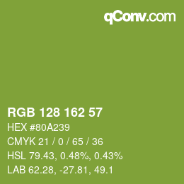 Color code: RGB 128 162 57 | qconv.com