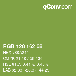 颜色代码: RGB 128 162 68 | qconv.com