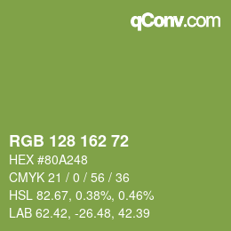 Color code: RGB 128 162 72 | qconv.com