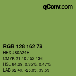 颜色代码: RGB 128 162 78 | qconv.com