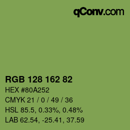 Color code: RGB 128 162 82 | qconv.com
