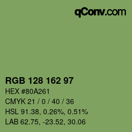 Color code: RGB 128 162 97 | qconv.com